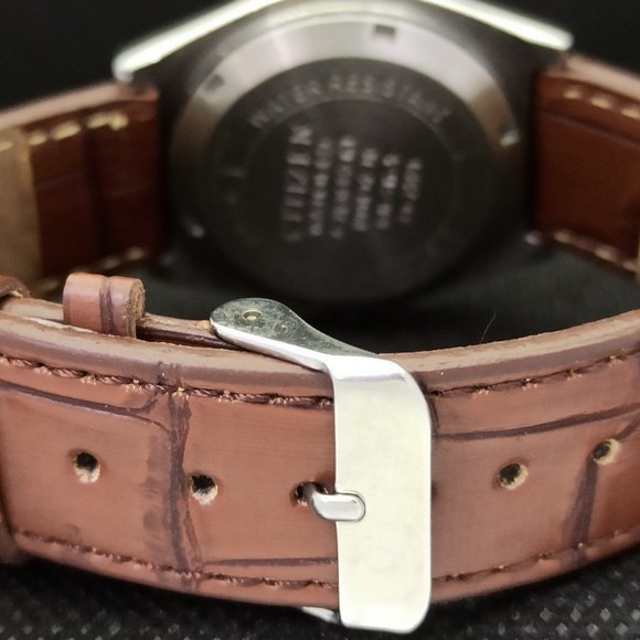 Vintage 1979 Citizen Automatic Mens Silver Watch W/daydate & leather Strap - Picture 2 of 8